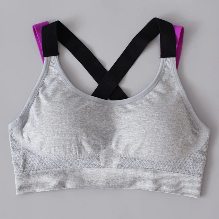 Cross-Back Padded Wireless Sports Bra - Women's Yoga & Gym Support Top