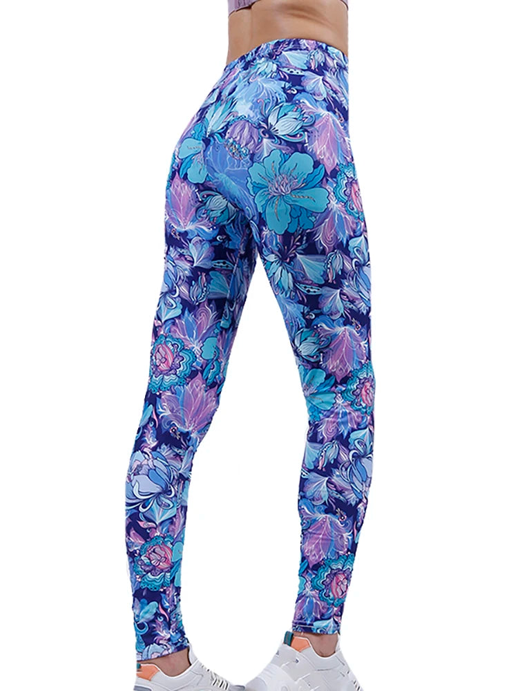 Graffiti Floral Print Ankle Leggings - Elastic Streetwear Fit