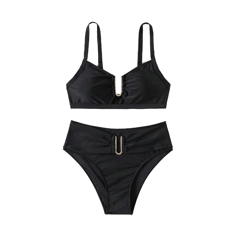 High-Waist Backless Push-Up Bikini Set - Two-Piece Summer Swimwear