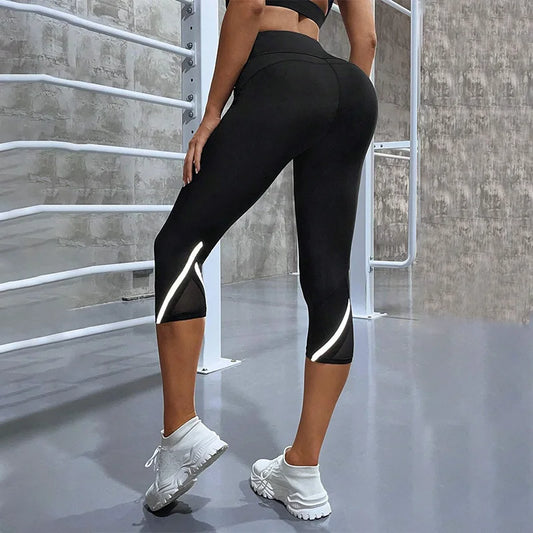 Mesh High-Waist Capri Leggings - Tummy Control Workout Fit