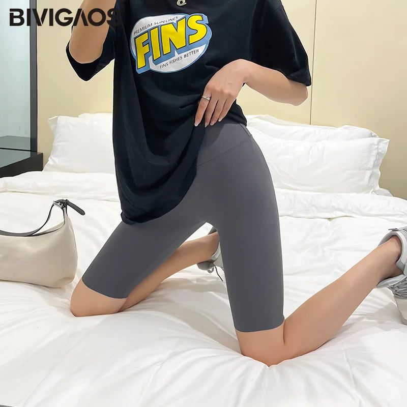 High-Waist Biker Shorts - Women's Gym & Running Activewear