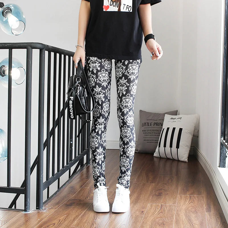 Colorful Street Print Leggings - High-Stretch One-Size Comfort