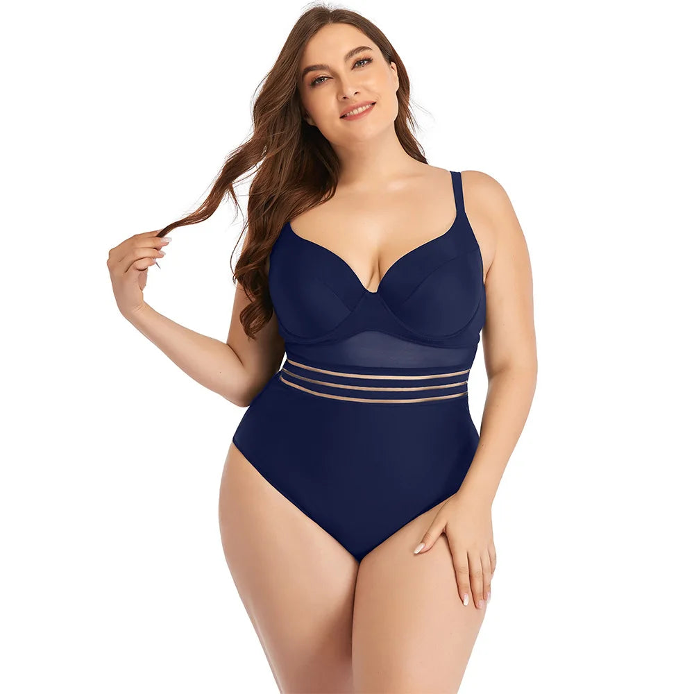 Plus Size One-Piece Swimsuit - Extended Size Beach Swimwear