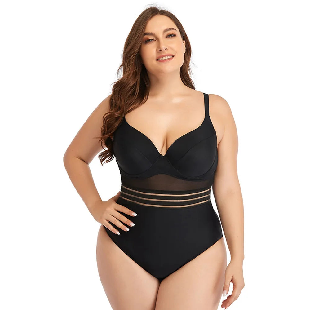 Plus Size One-Piece Swimsuit - Extended Size Beach Swimwear