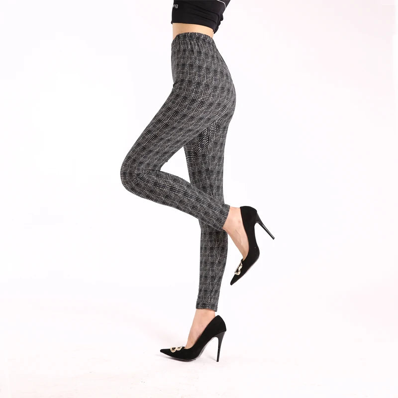 Diamond Check High-Waist Leggings - Push-Up Stretch Ankle Fit