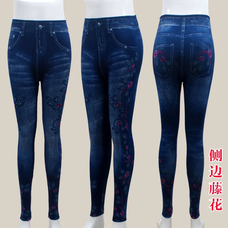 Plus Size Faux Denim Jeggings - Women's Everyday Performance Bottoms