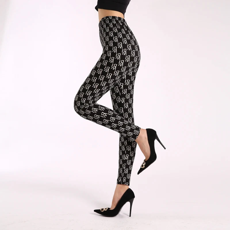 Diamond Check High-Waist Leggings - Push-Up Stretch Ankle Fit