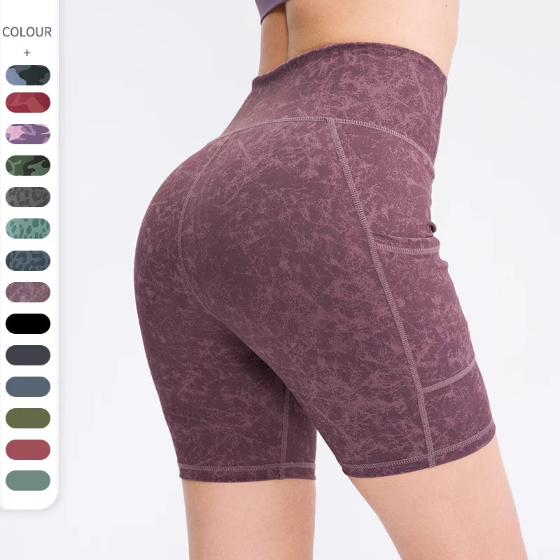 High-Waist Pocket Workout Shorts - Women's Gym & Running Activewear