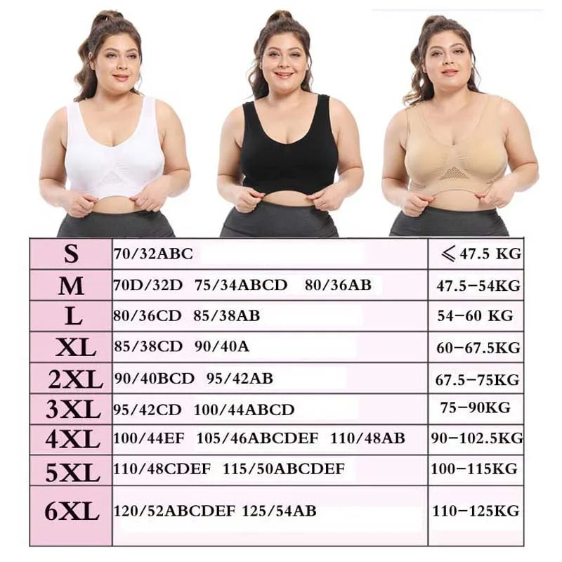 Plus Size Seamless Wire-Free Sports Bra - Breathable Mesh Comfort