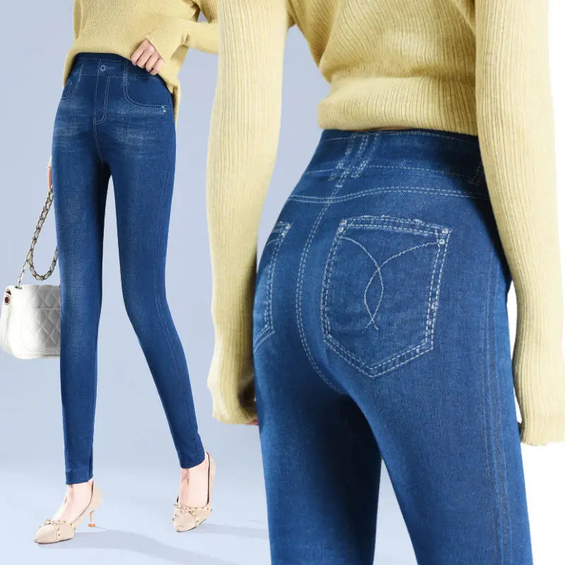 Plus Size Faux Denim Jeggings - Women's Everyday Performance Bottoms