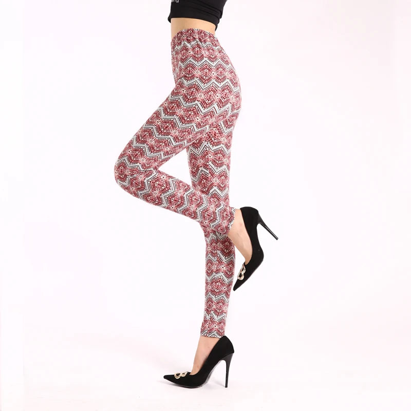 Diamond Check High-Waist Leggings - Push-Up Stretch Ankle Fit