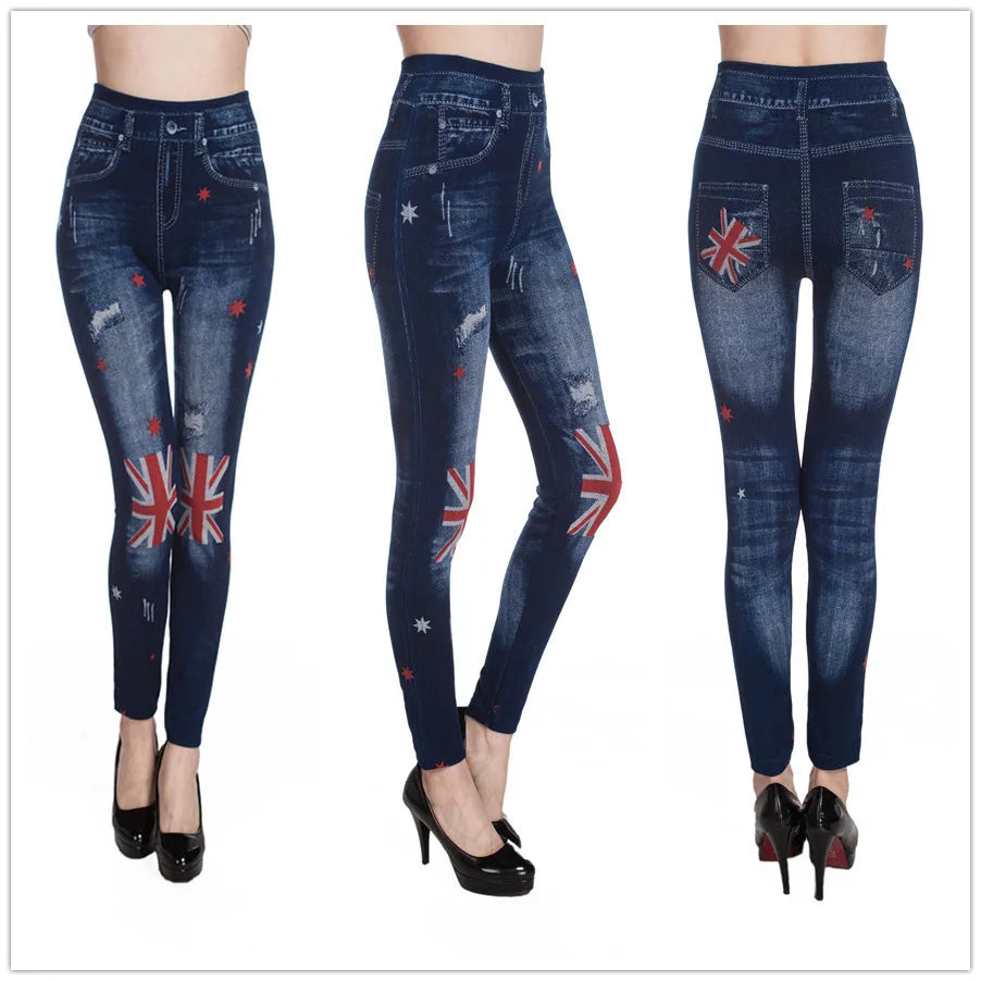 Plus Size Faux Denim Jeggings - Women's Everyday Performance Bottoms