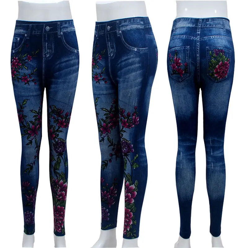Plus Size Faux Denim Jeggings - Women's Everyday Performance Bottoms