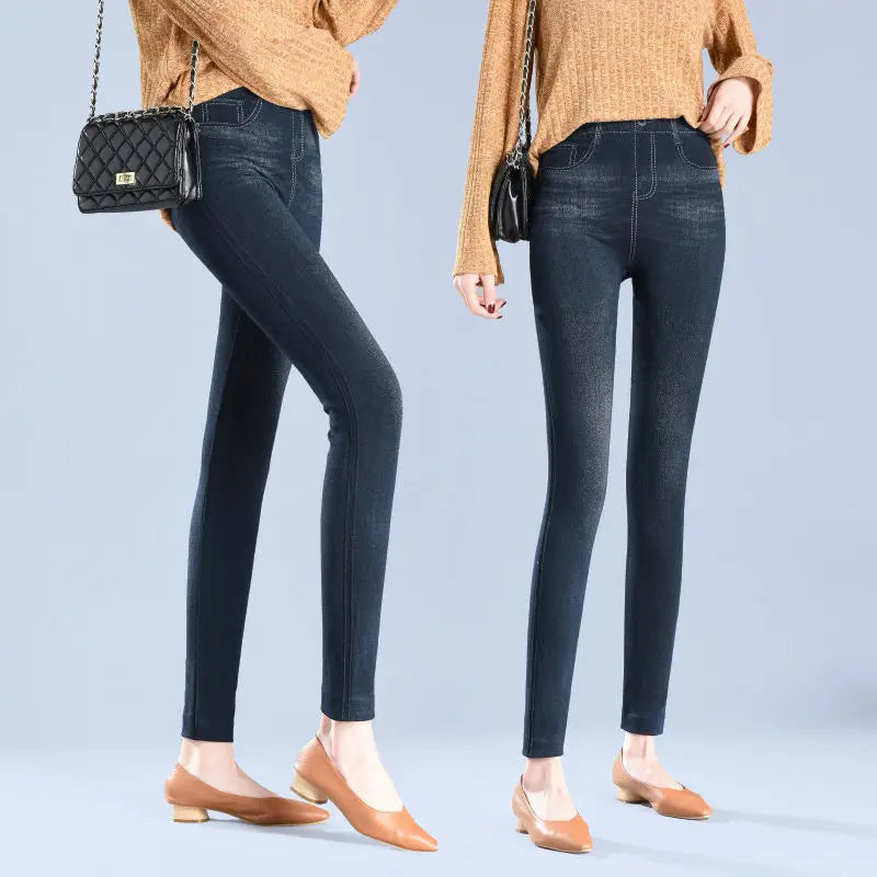 Plus Size Faux Denim Jeggings - Women's Everyday Performance Bottoms