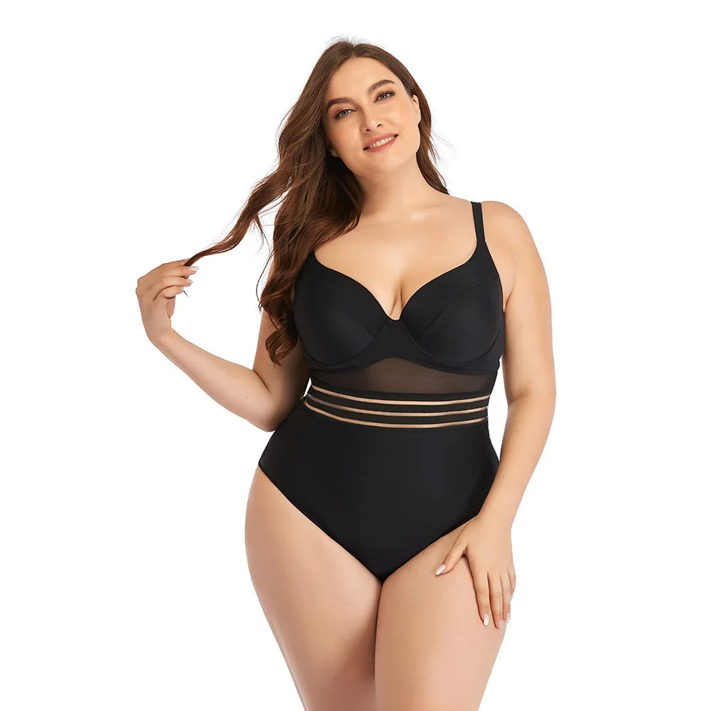 Plus Size One-Piece Swimsuit - Extended Size Beach Swimwear