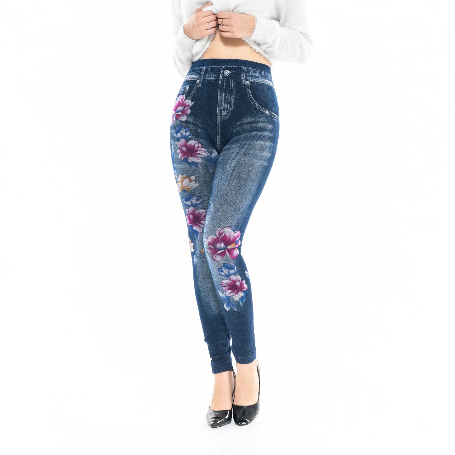 Plus Size Faux Denim Jeggings - Women's Everyday Performance Bottoms