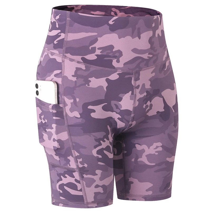 High-Waist Pocket Workout Shorts - Women's Gym & Running Activewear