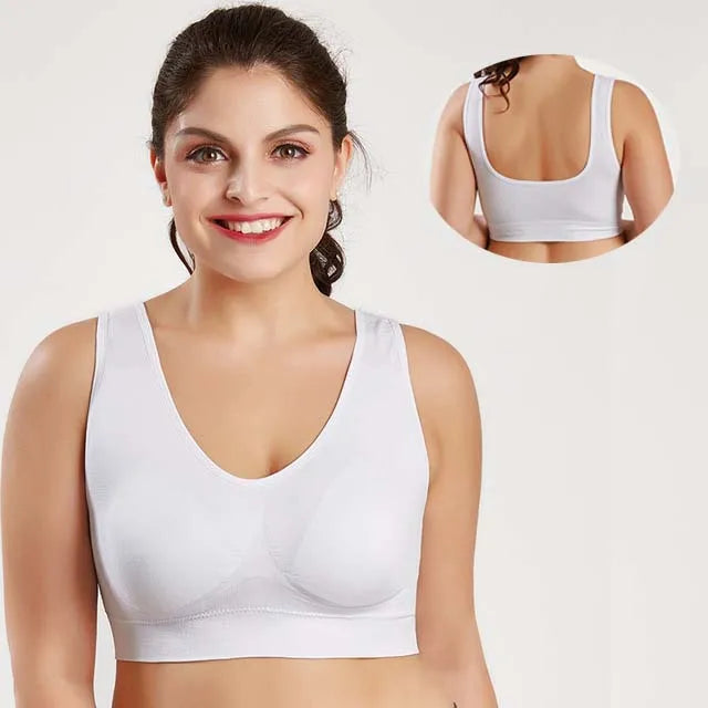 Plus Size Seamless Wire-Free Sports Bra - Breathable Mesh Comfort