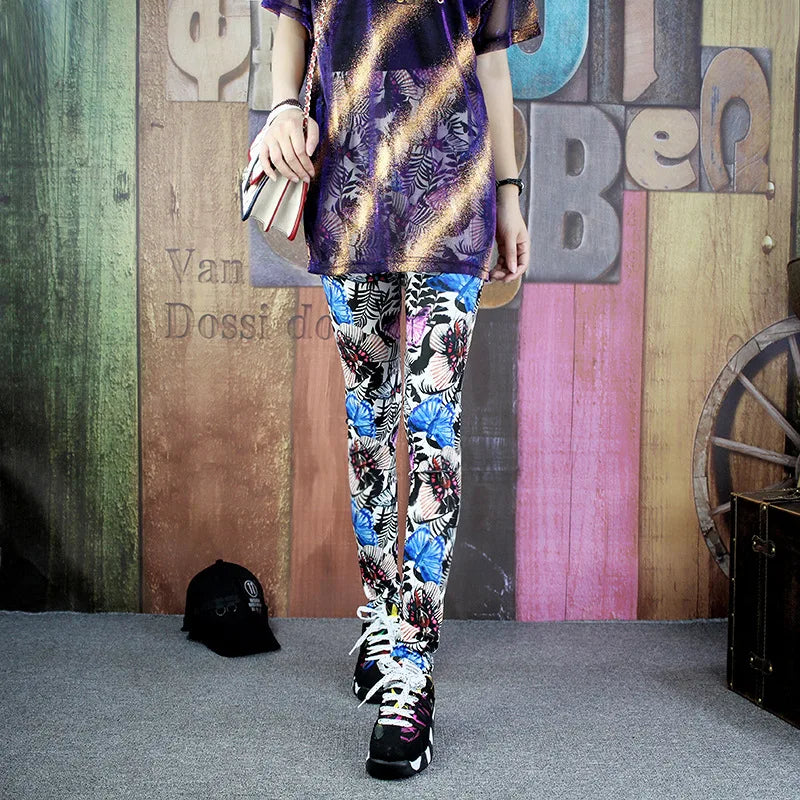 Colorful Street Print Leggings - High-Stretch One-Size Comfort