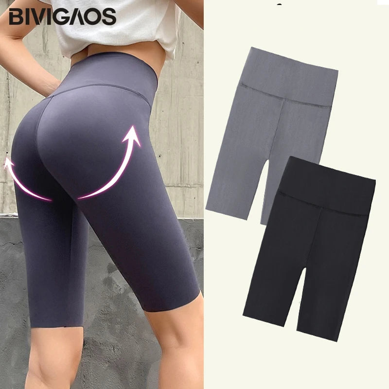 High-Waist Biker Shorts - Women's Gym & Running Activewear