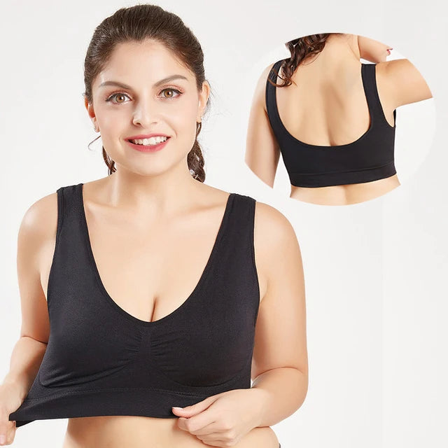 Plus Size Seamless Wire-Free Sports Bra - Breathable Mesh Comfort
