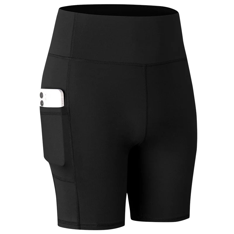 High-Waist Pocket Workout Shorts - Women's Gym & Running Activewear
