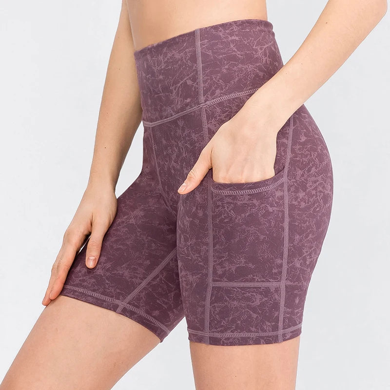 High-Waist Pocket Workout Shorts - Women's Gym & Running Activewear