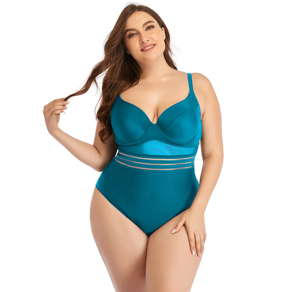 Plus Size One-Piece Swimsuit - Extended Size Beach Swimwear