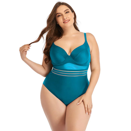 Plus Size One-Piece Swimsuit - Extended Size Beach Swimwear