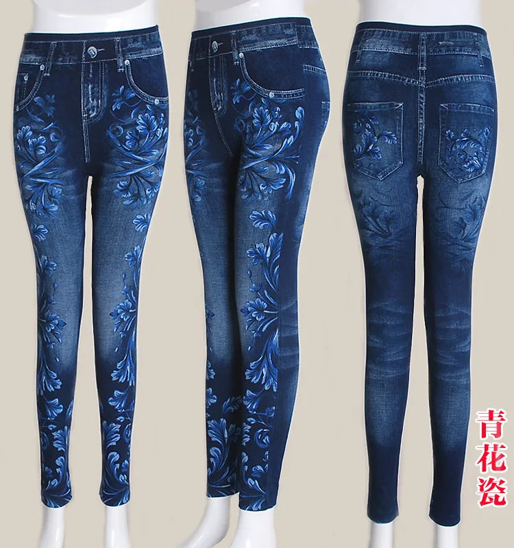 Plus Size Faux Denim Jeggings - Women's Everyday Performance Bottoms