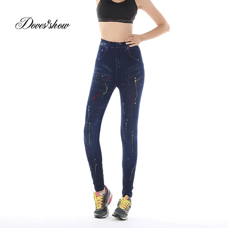 Plus Size Faux Denim Jeggings - Women's Everyday Performance Bottoms