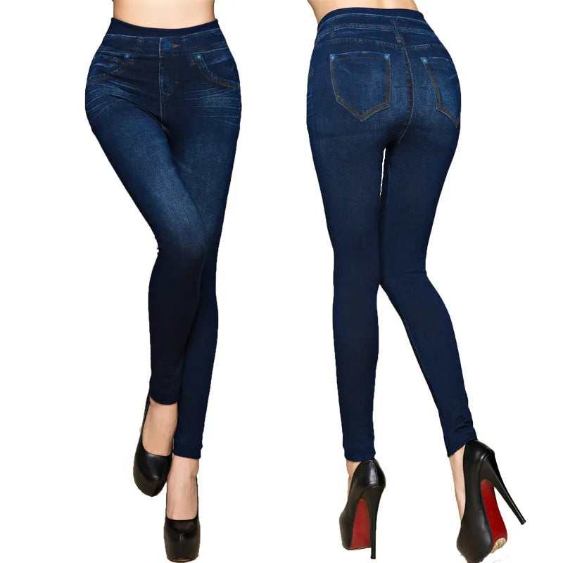 Plus Size Faux Denim Jeggings - Women's Everyday Performance Bottoms