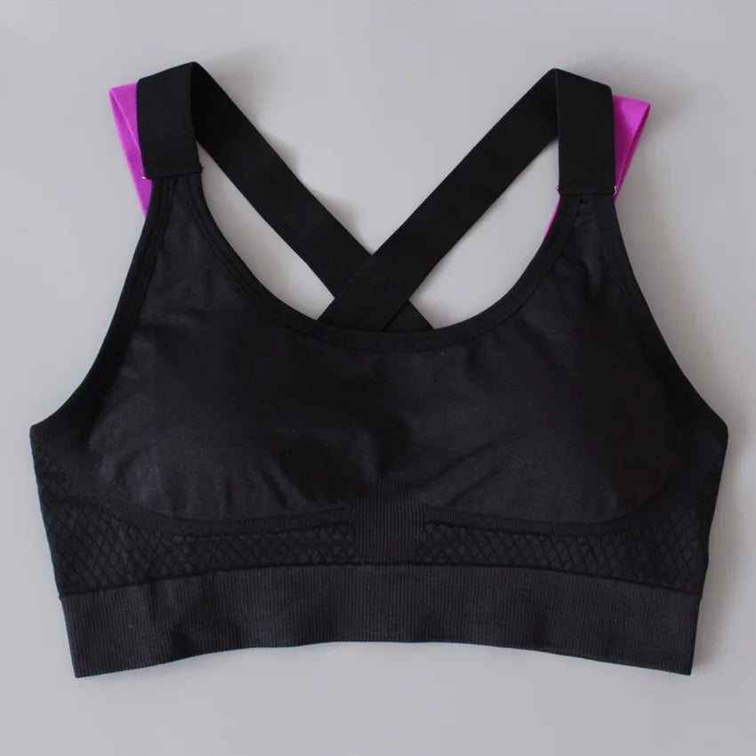 Cross-Back Padded Wireless Sports Bra - Women's Yoga & Gym Support Top