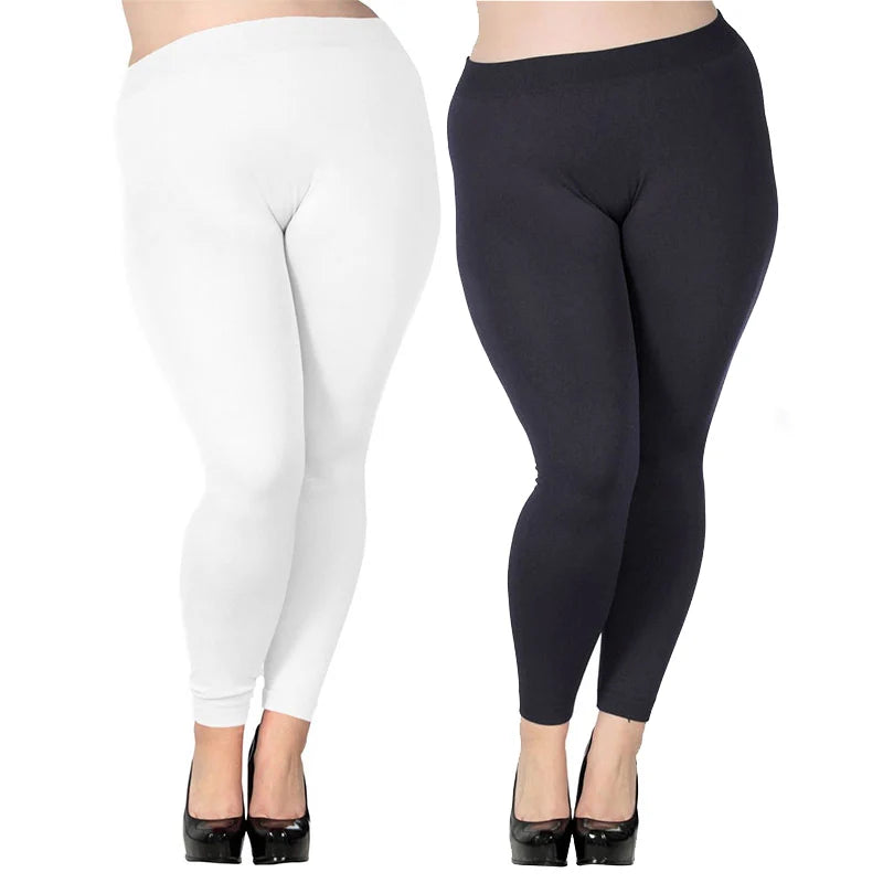Plus Size High-Waist Seamless Stretch Leggings - Women's Everyday Performance Bottoms