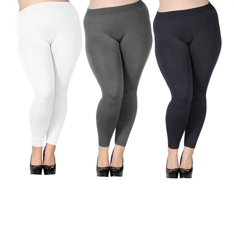 Plus Size High-Waist Seamless Stretch Leggings - Women's Everyday Performance Bottoms