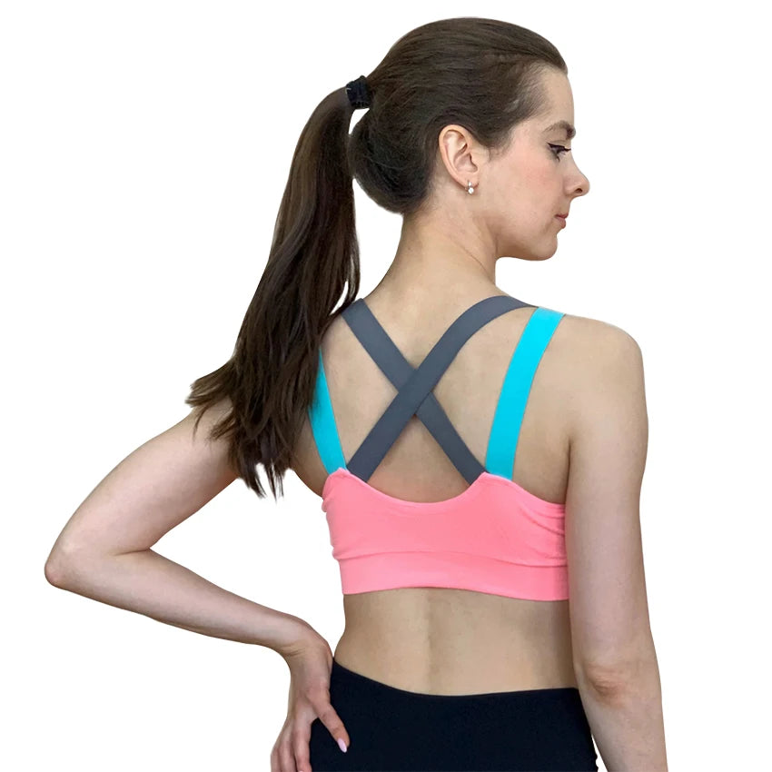 Cross-Back Padded Wireless Sports Bra - Women's Yoga & Gym Support Top