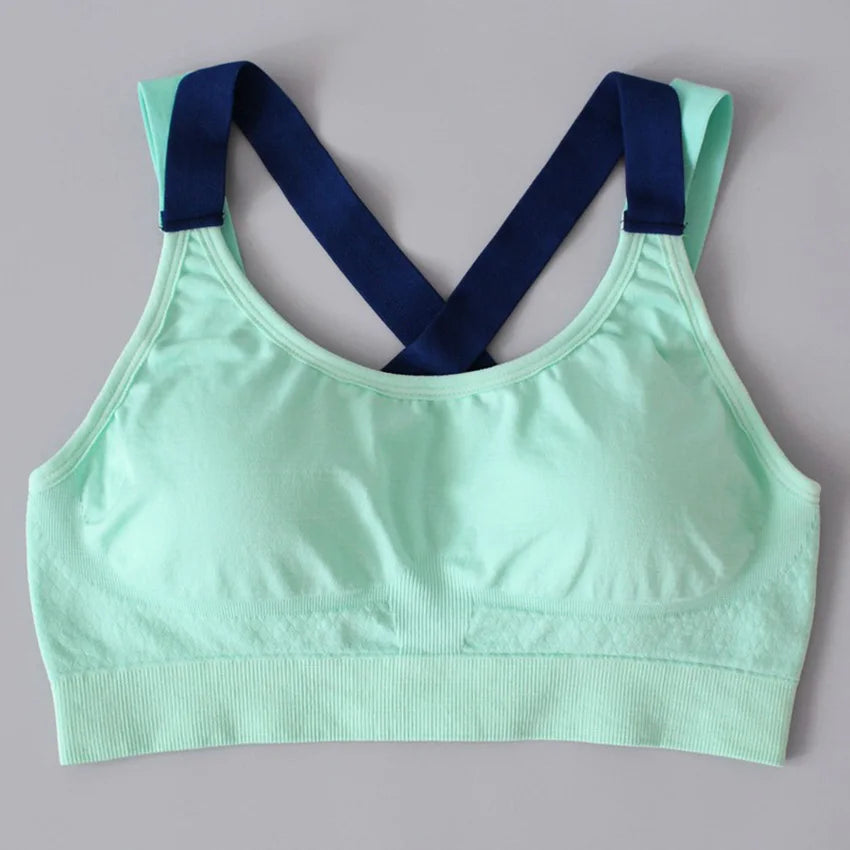Cross-Back Padded Wireless Sports Bra - Women's Yoga & Gym Support Top