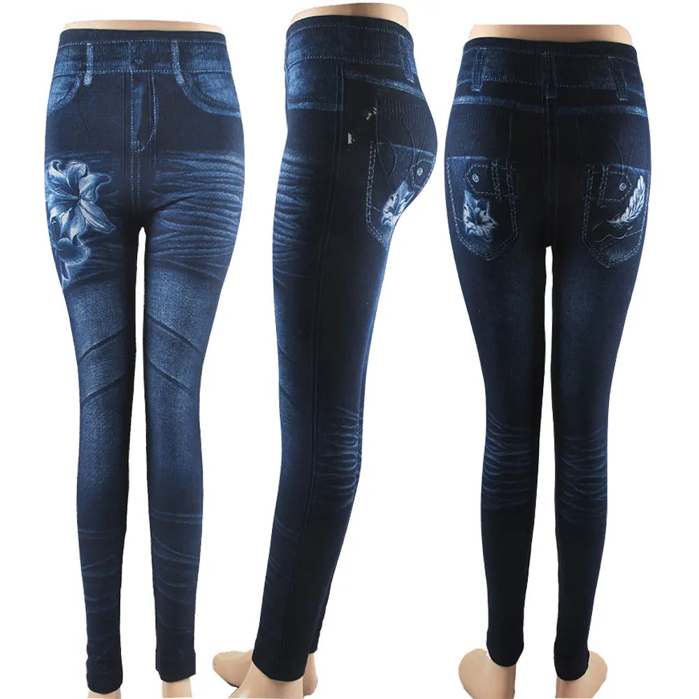 Plus Size Faux Denim Jeggings - Women's Everyday Performance Bottoms