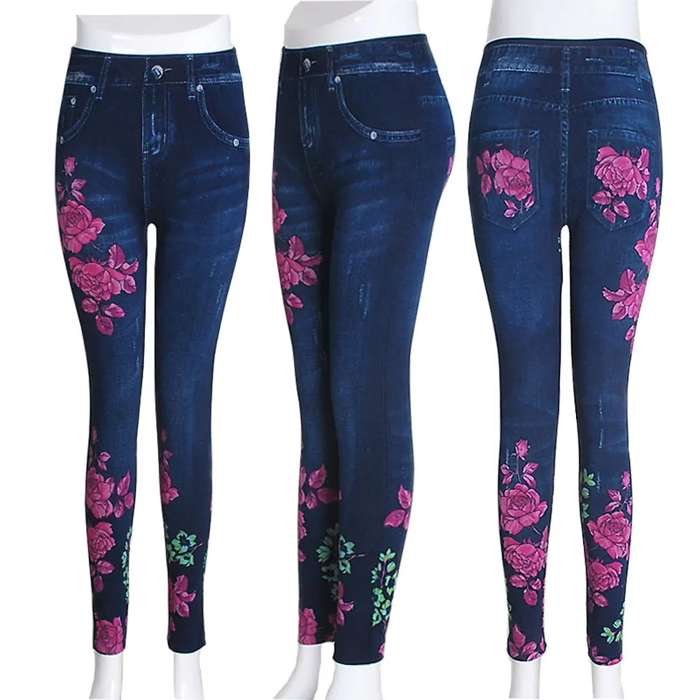 Plus Size Faux Denim Jeggings - Women's Everyday Performance Bottoms