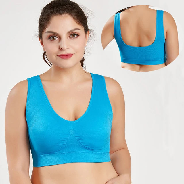 Plus Size Seamless Wire-Free Sports Bra - Breathable Mesh Comfort