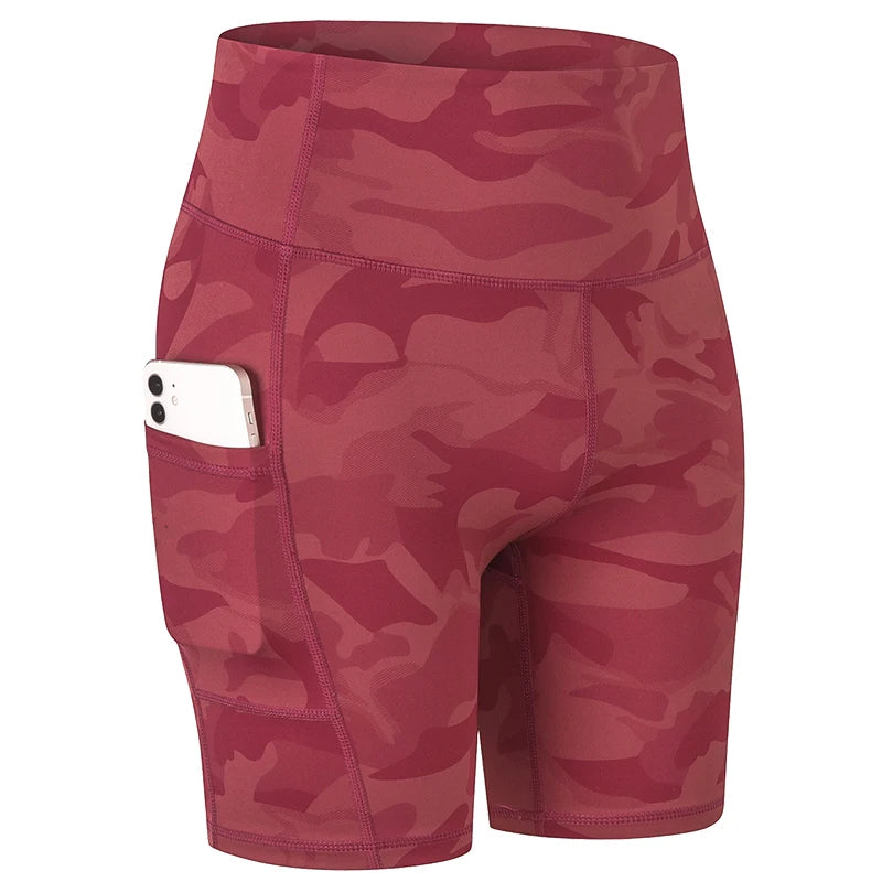 High-Waist Pocket Workout Shorts - Women's Gym & Running Activewear