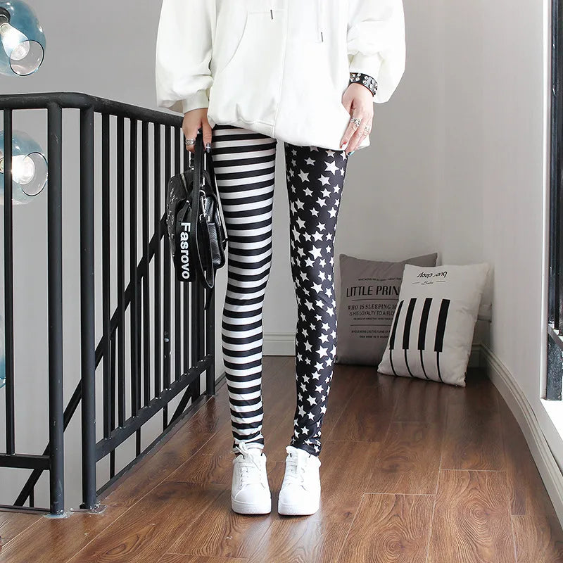 Colorful Street Print Leggings - High-Stretch One-Size Comfort