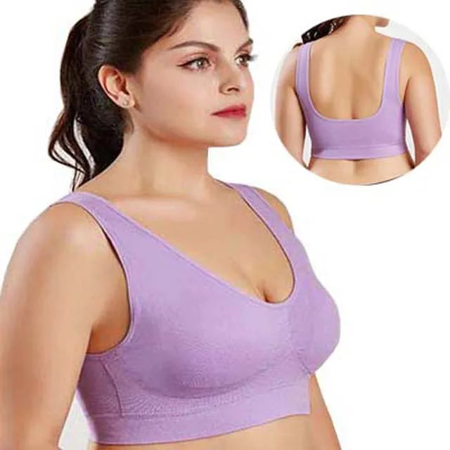 Plus Size Seamless Wire-Free Sports Bra - Breathable Mesh Comfort