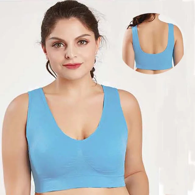 Plus Size Seamless Wire-Free Sports Bra - Breathable Mesh Comfort