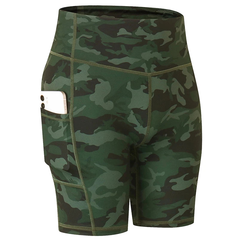 High-Waist Pocket Workout Shorts - Women's Gym & Running Activewear
