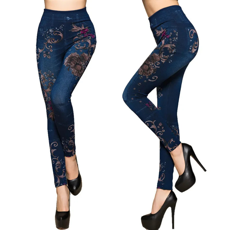 Plus Size Faux Denim Jeggings - Women's Everyday Performance Bottoms