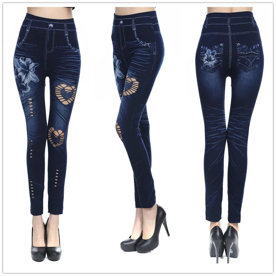 Plus Size Faux Denim Jeggings - Women's Everyday Performance Bottoms