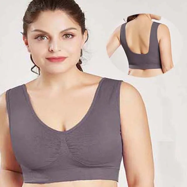 Plus Size Seamless Wire-Free Sports Bra - Breathable Mesh Comfort