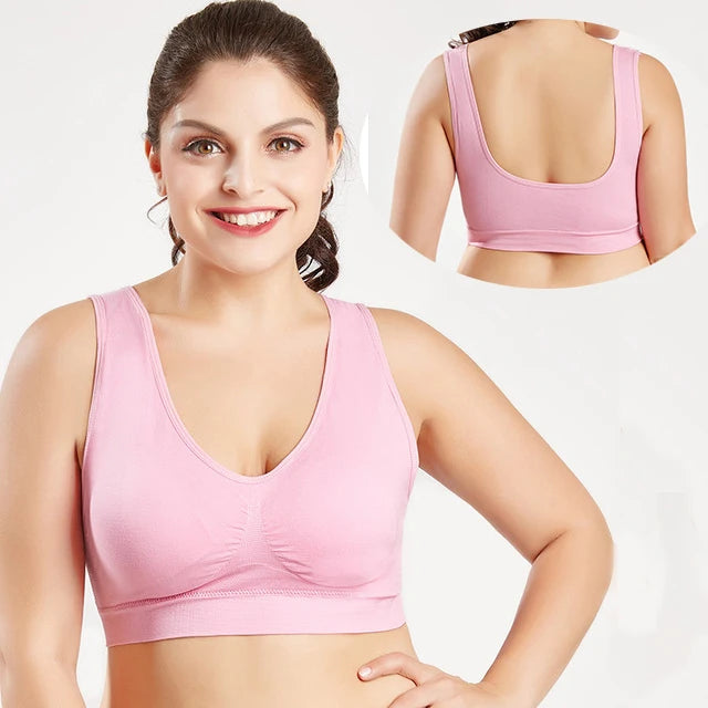 Plus Size Seamless Wire-Free Sports Bra - Breathable Mesh Comfort