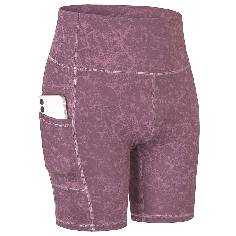 High-Waist Pocket Workout Shorts - Women's Gym & Running Activewear